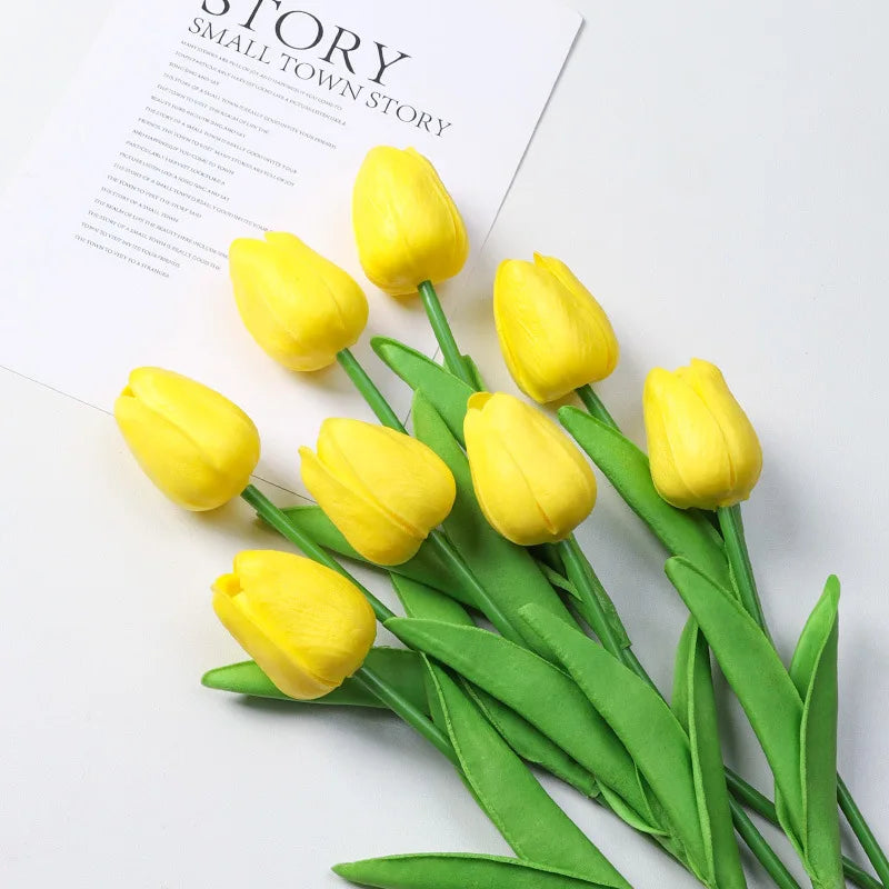 Silicone Artificial Tulip Bouquet – Realistic Floral Stems for Home & Wedding Decor