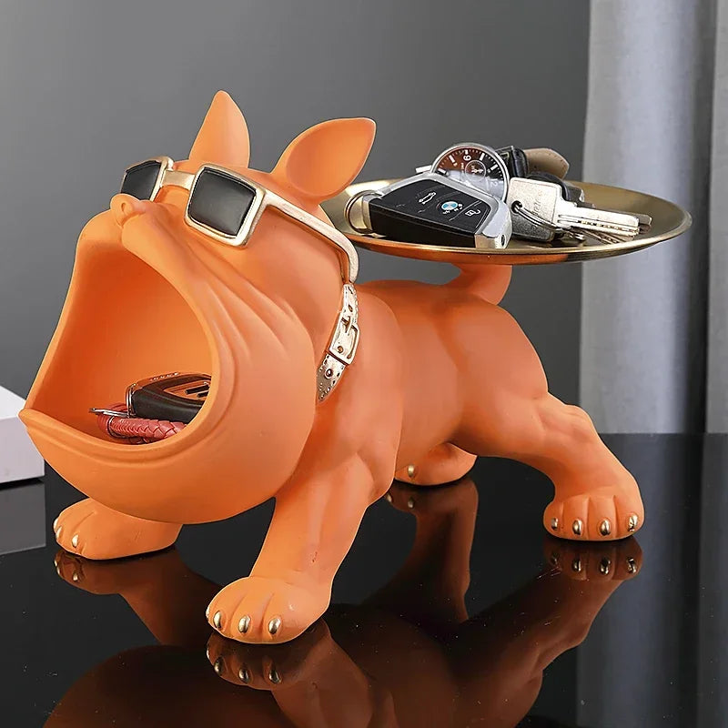 Bulldog Resin Figurine Storage Box for Home Decor