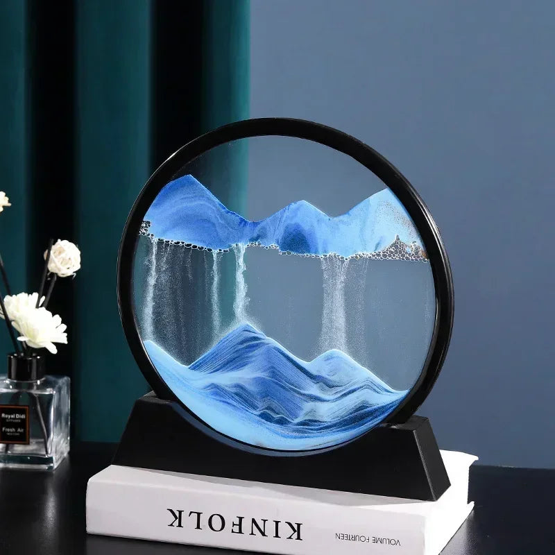 3D Moving Sand Art – Round Glass Deep Sea Quicksand Decor
