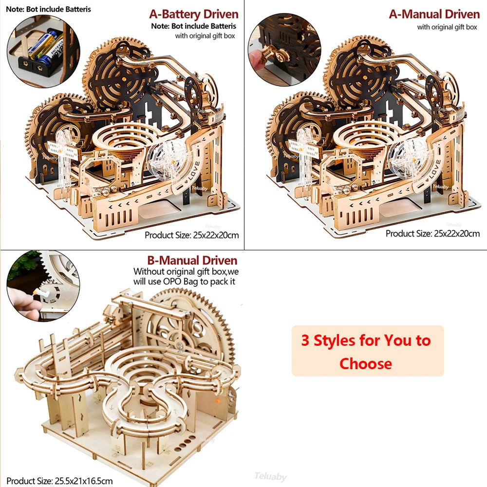 3D Wooden Marble Run Puzzle – Mechanical Model Kit