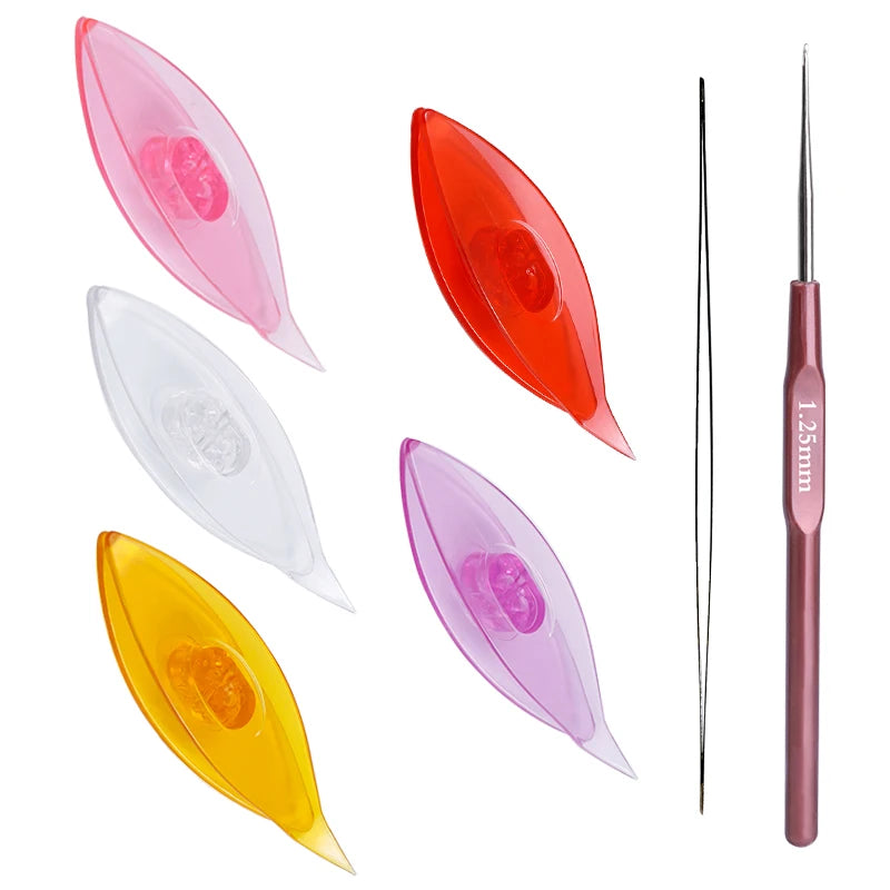 Colorful Tatting Shuttle Kit with Needles and Crochet Hook