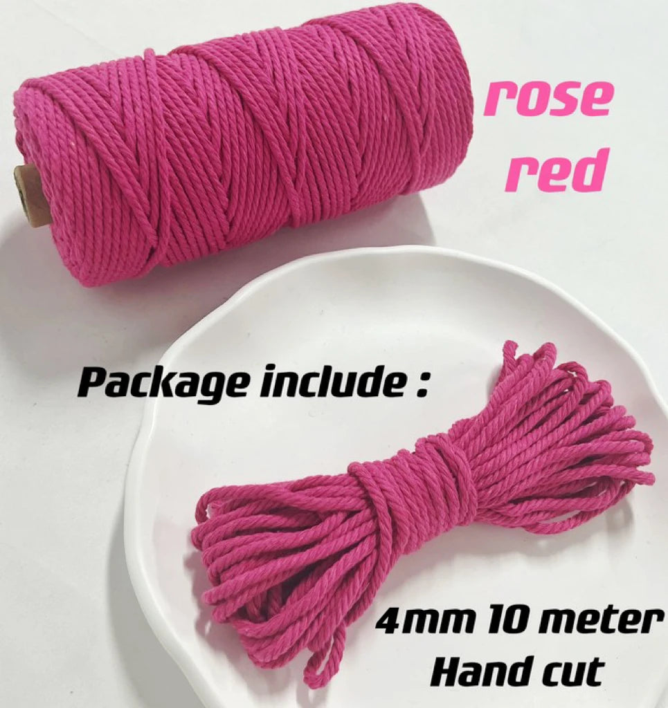 10m 4mm Braided Cotton Macrame Rope – Natural DIY Craft Cord