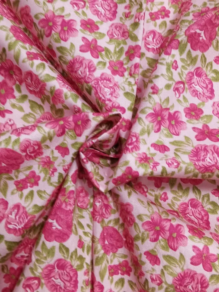 Blue White Porcelain Rose Cotton Poplin Fabric 140x50cm