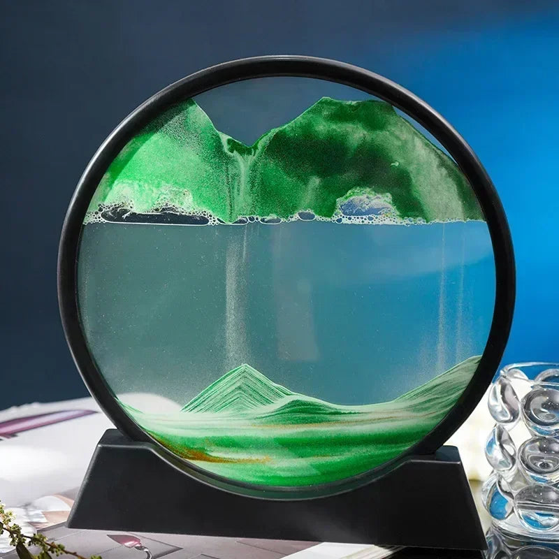 3D Moving Sand Art – Round Glass Deep Sea Quicksand Decor