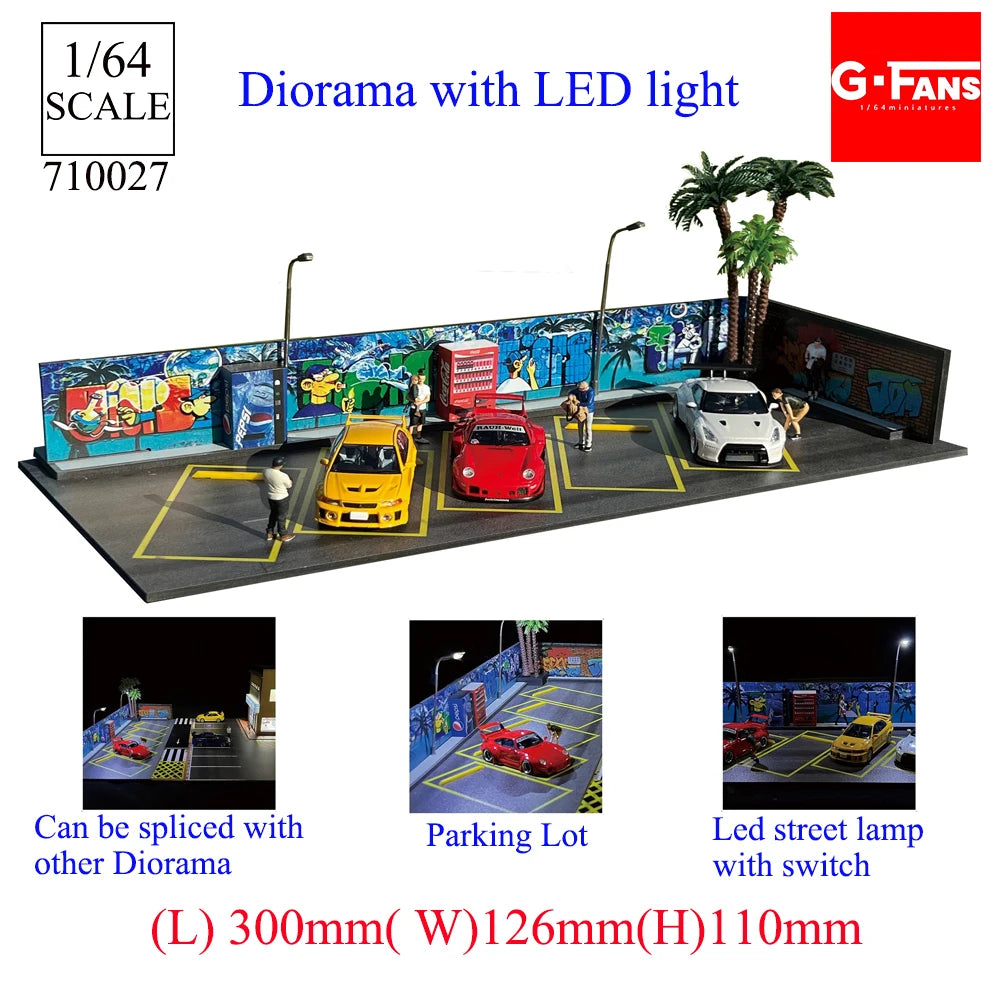 GFans 1:64 Scale Car Garage Diorama Model with LED Lights