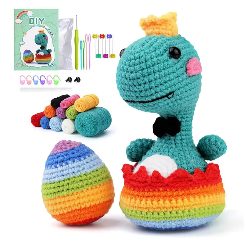 Fenrry DIY Crochet Kit – Dinosaur-Shaped Doll with Yarn & Tools