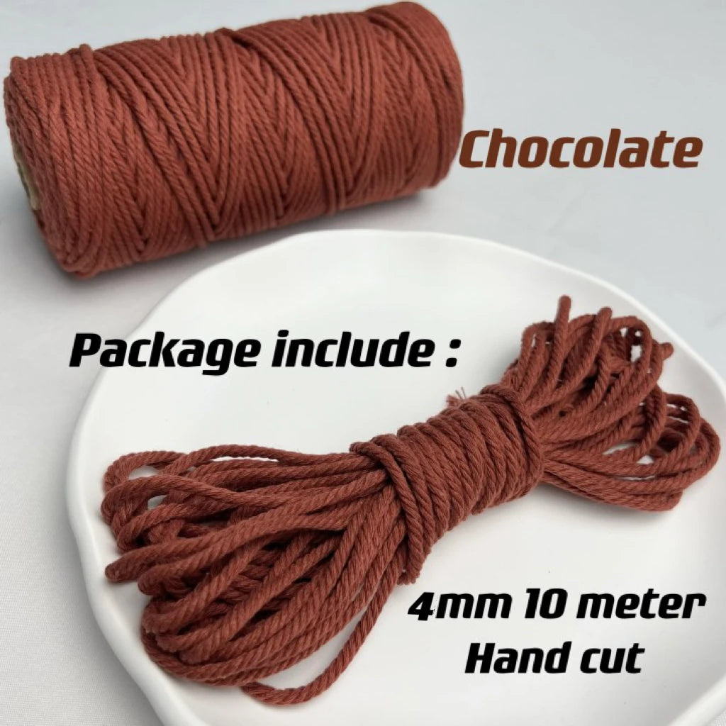 10m 4mm Braided Cotton Macrame Rope – Natural DIY Craft Cord