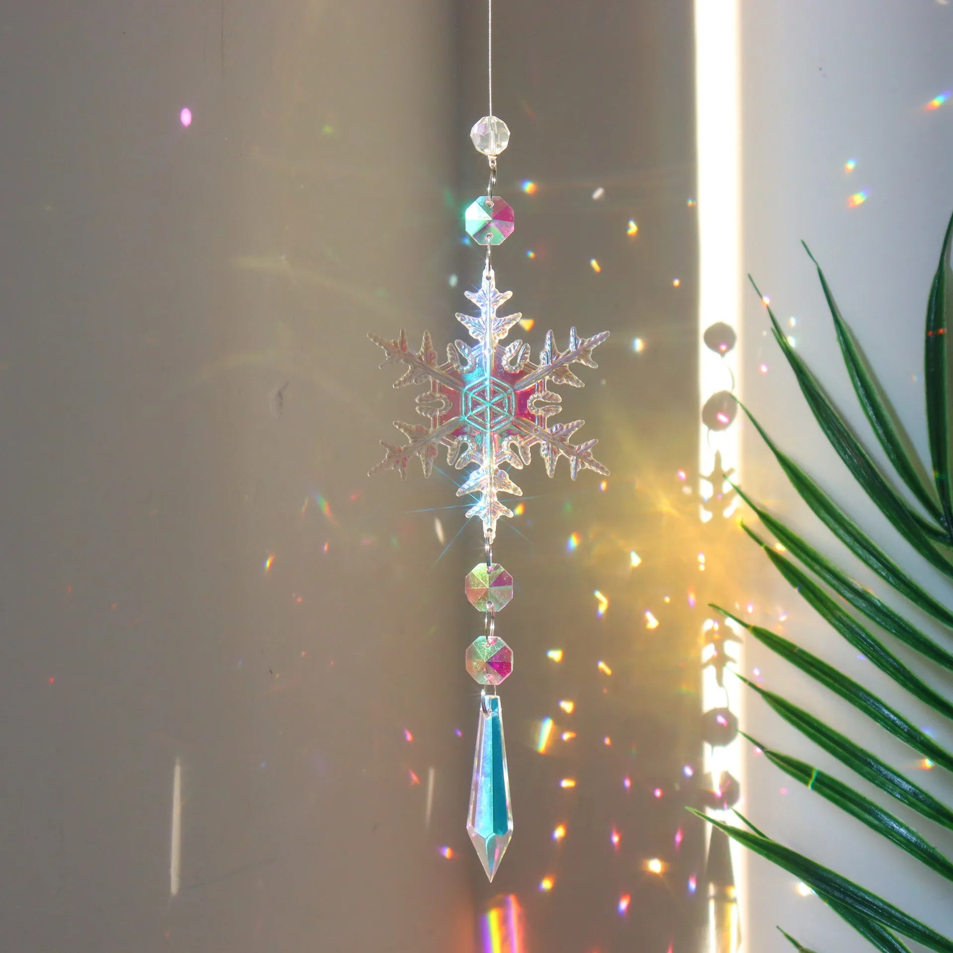 Crystal Sun Catcher with Moon, Butterfly, and Lotus for Home Decor