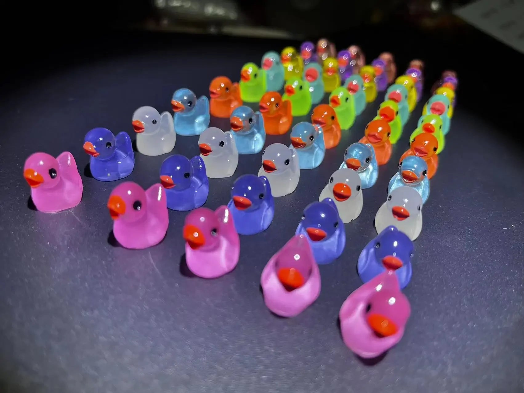 50pcs Luminous Mini Duck Figurines for Fairy Garden Decor