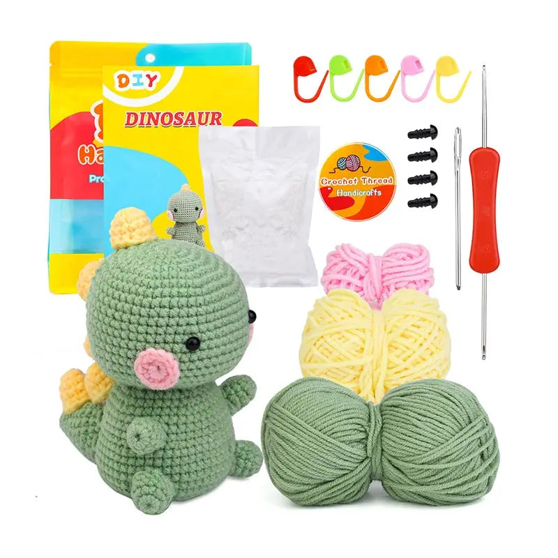 Fenrry DIY Crochet Kit – Dinosaur-Shaped Doll with Yarn & Tools