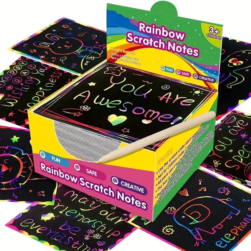 100pcs Magic Rainbow Scratch Art Cards Kit