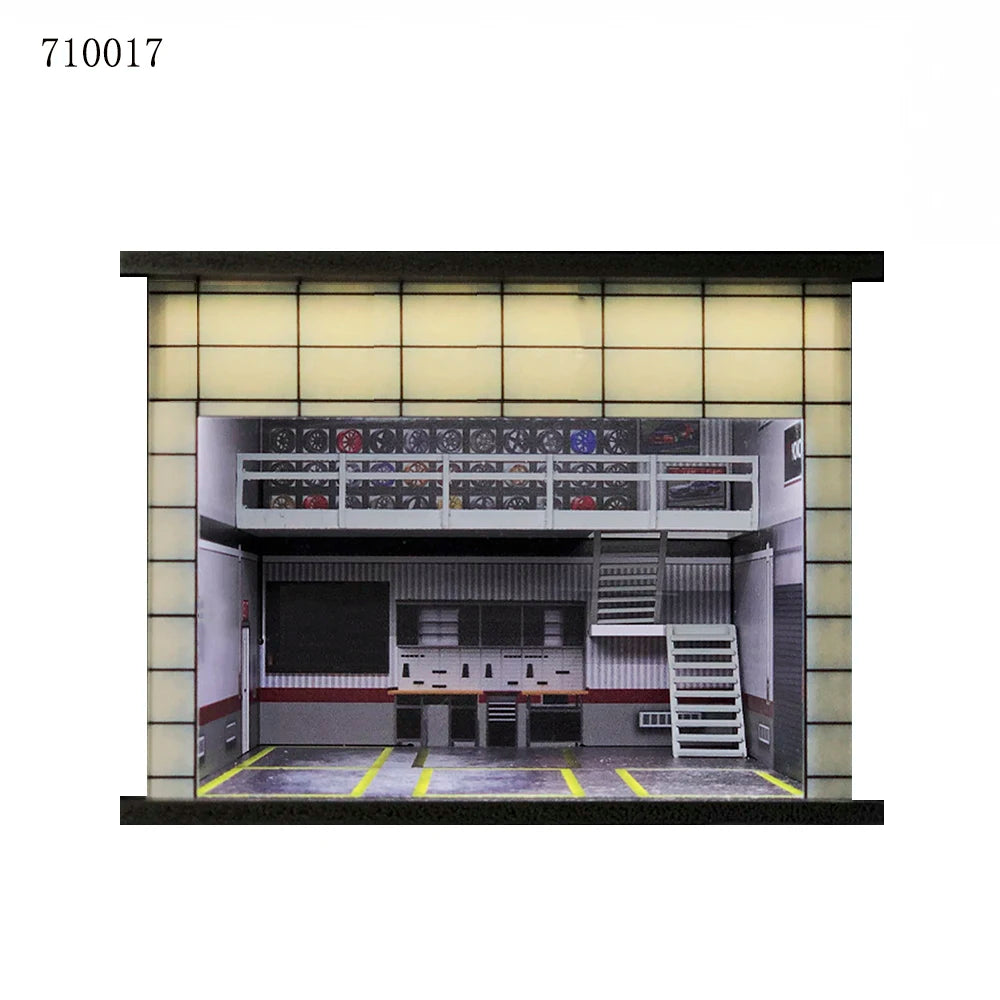 GFans 1:64 Scale Car Garage Diorama Model with LED Lights