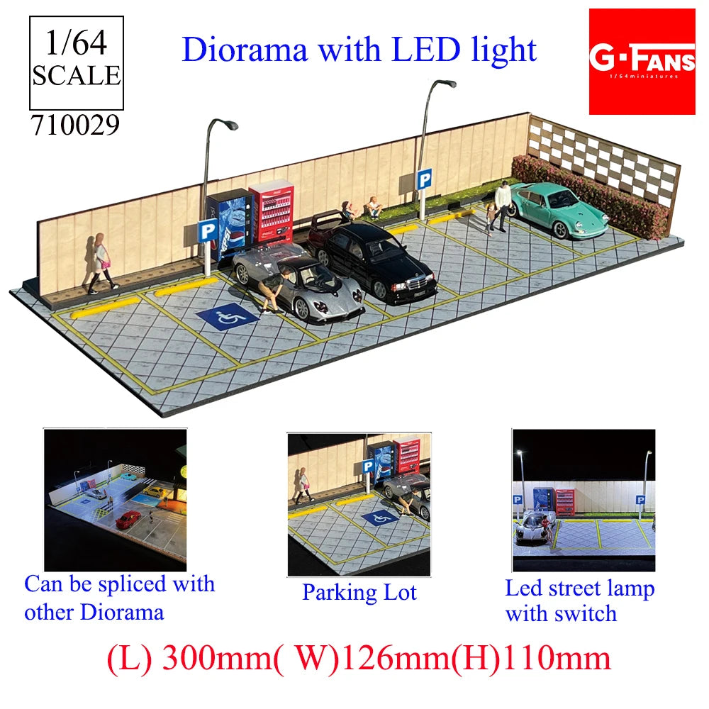 GFans 1:64 Scale Car Garage Diorama Model with LED Lights
