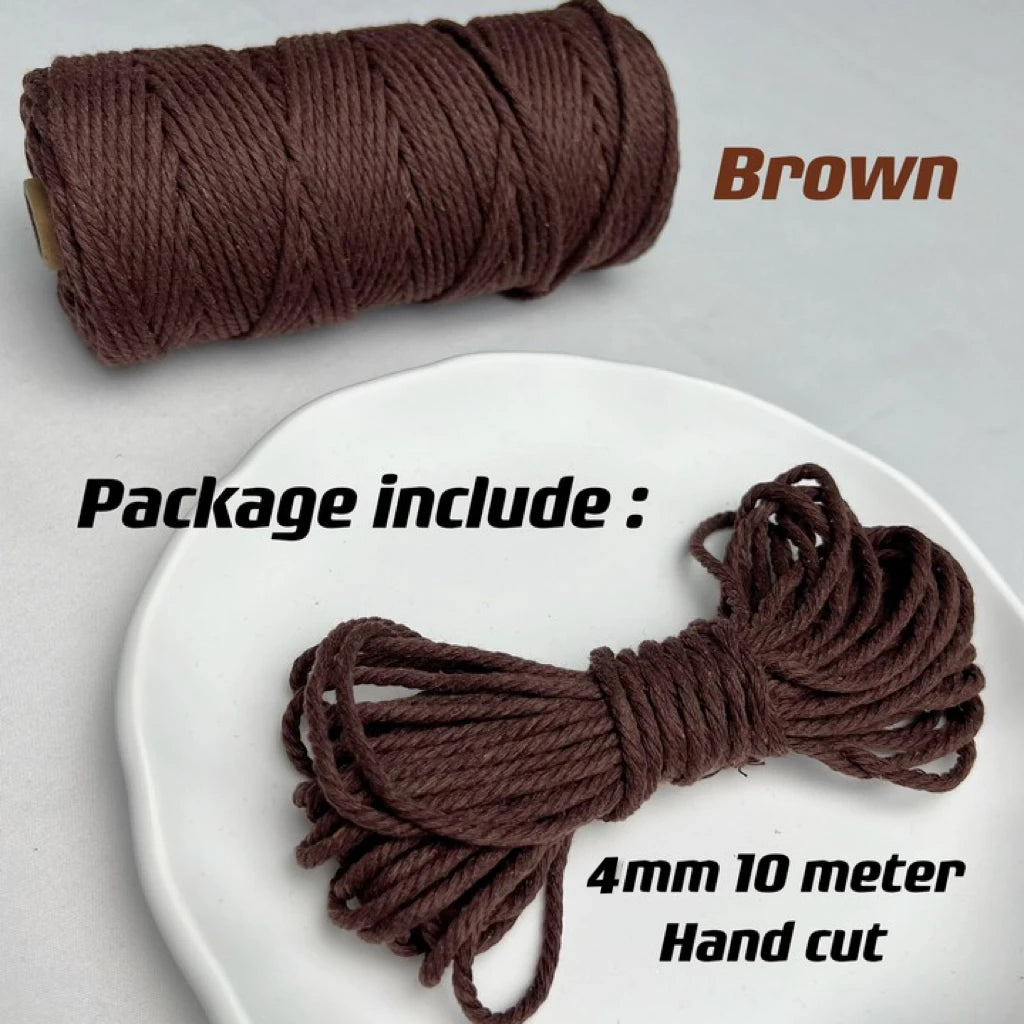 10m 4mm Braided Cotton Macrame Rope – Natural DIY Craft Cord
