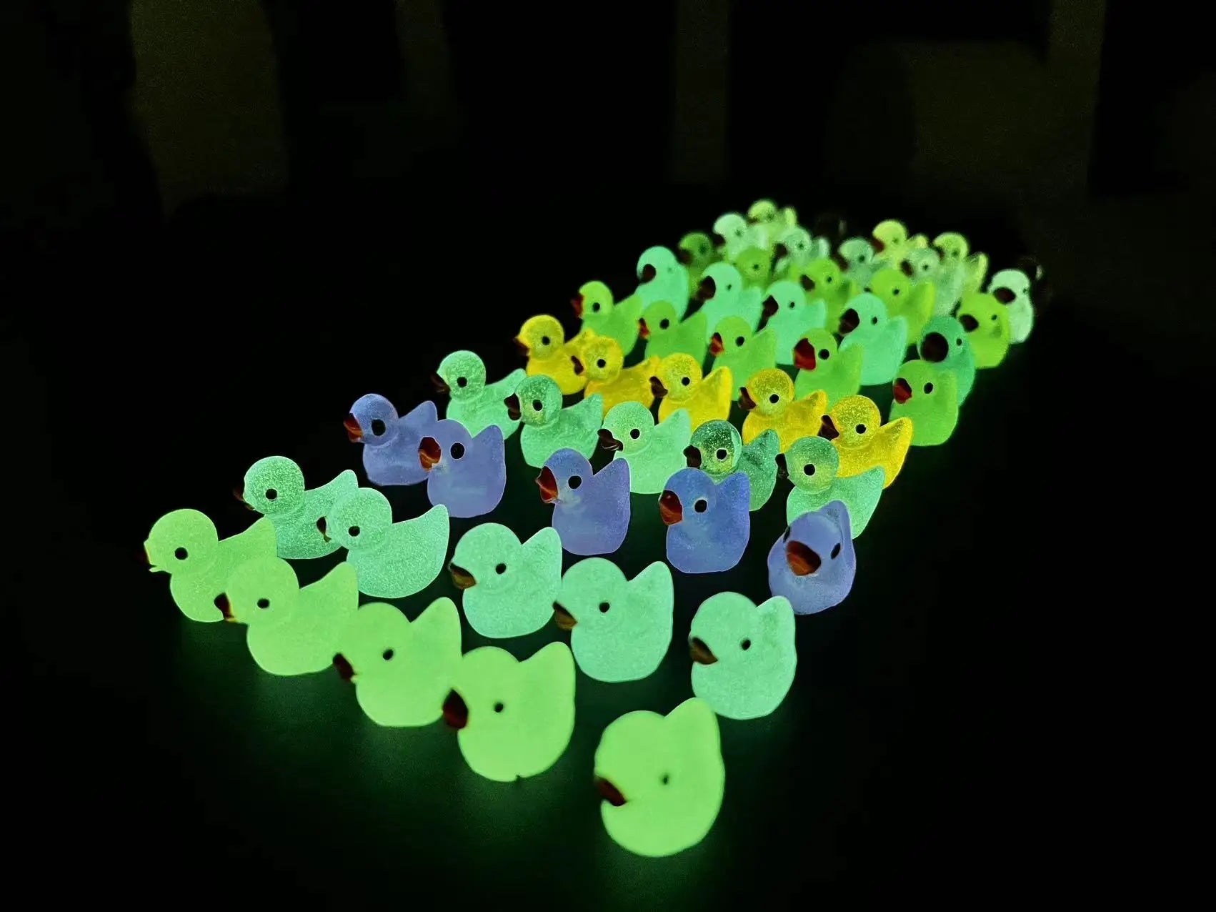 50pcs Luminous Mini Duck Figurines for Fairy Garden Decor