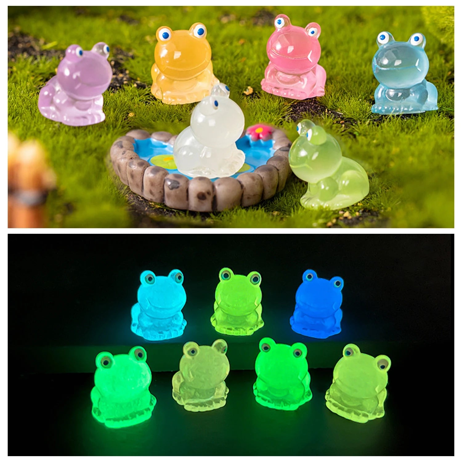 Mini Glow-in-the-Dark Animal and Mushroom Figurines for Fairy Garden