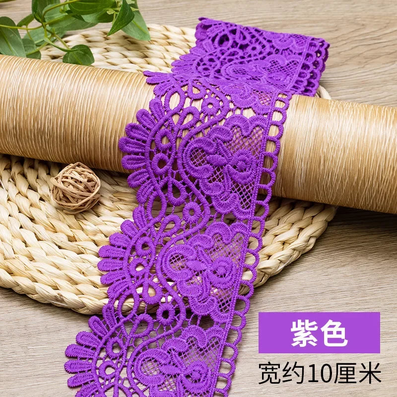 10cm Hollow Floral Embroidered Elastic Lace Trim