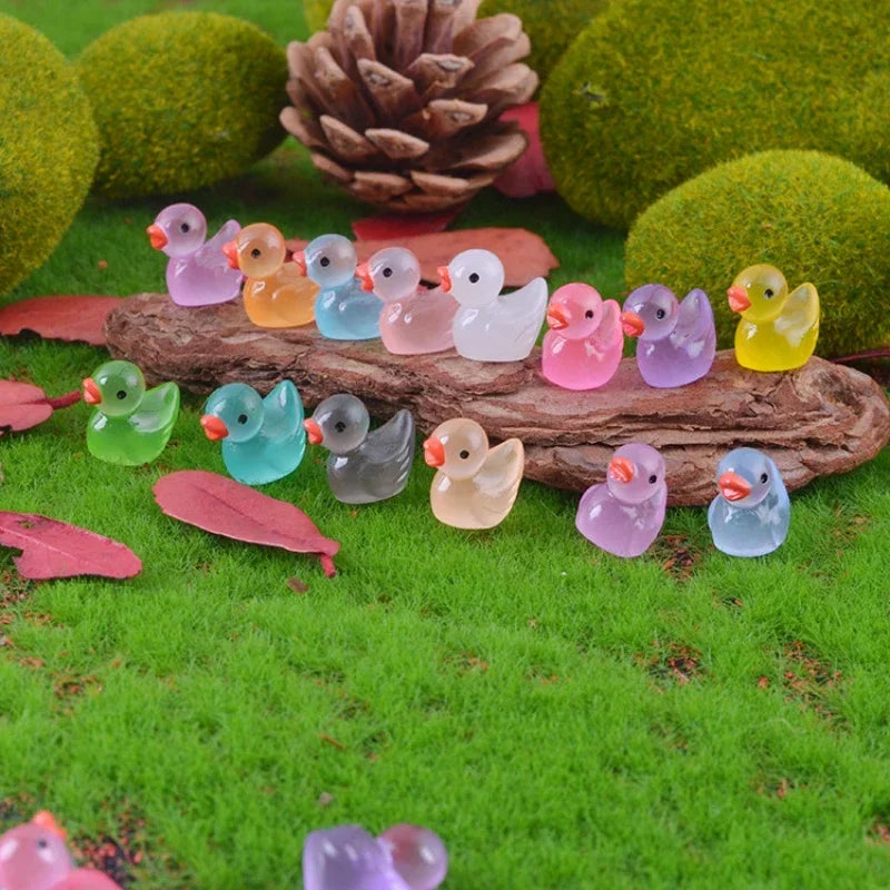 Luminous Mini Duck Figurines for Fairy Garden and Home Decor