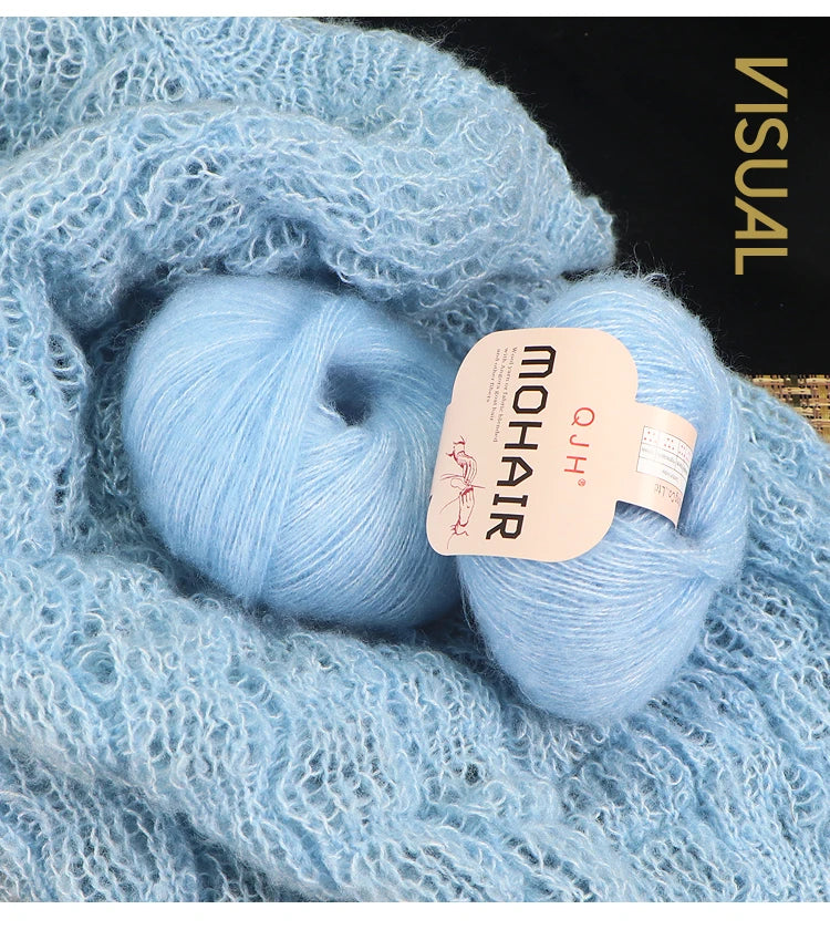 6pcs Soft Mohair Angora Yarn – Fluffy Lace Yarn for Knitting & Crochet (25g/pc)