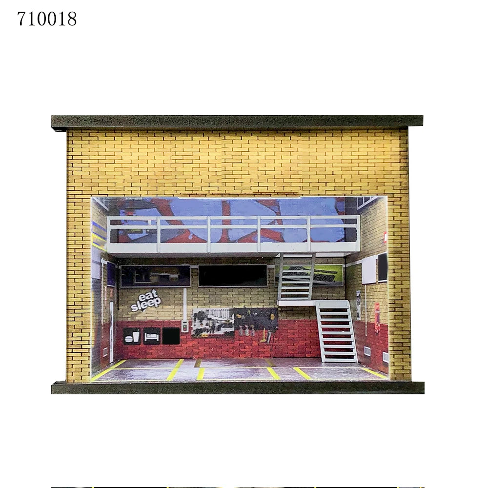 GFans 1:64 Scale Car Garage Diorama Model with LED Lights
