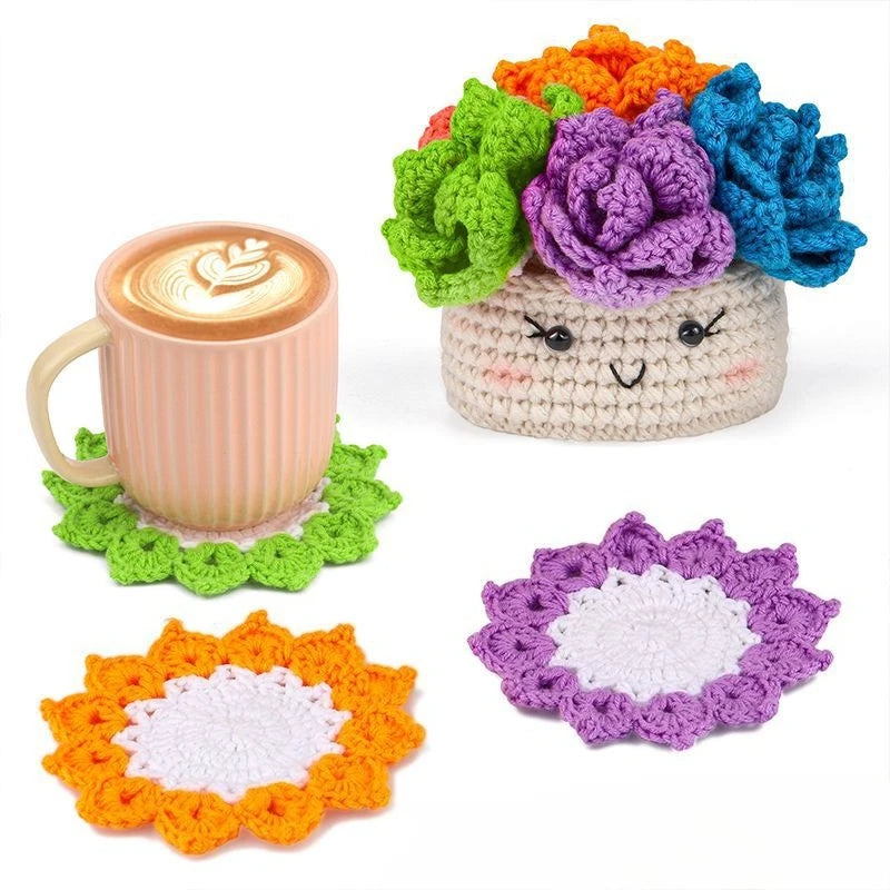 Hand-Knitted Crochet Kit for Coaster & Cap Mats