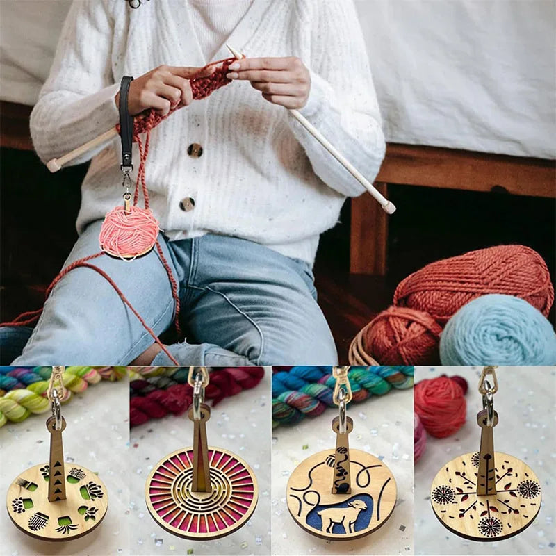 Portable Wooden Yarn Holder – Foldable with Wrist Charm