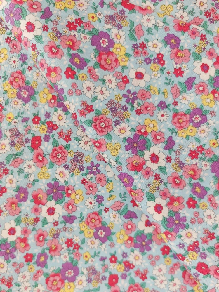 Blue White Porcelain Rose Cotton Poplin Fabric 140x50cm