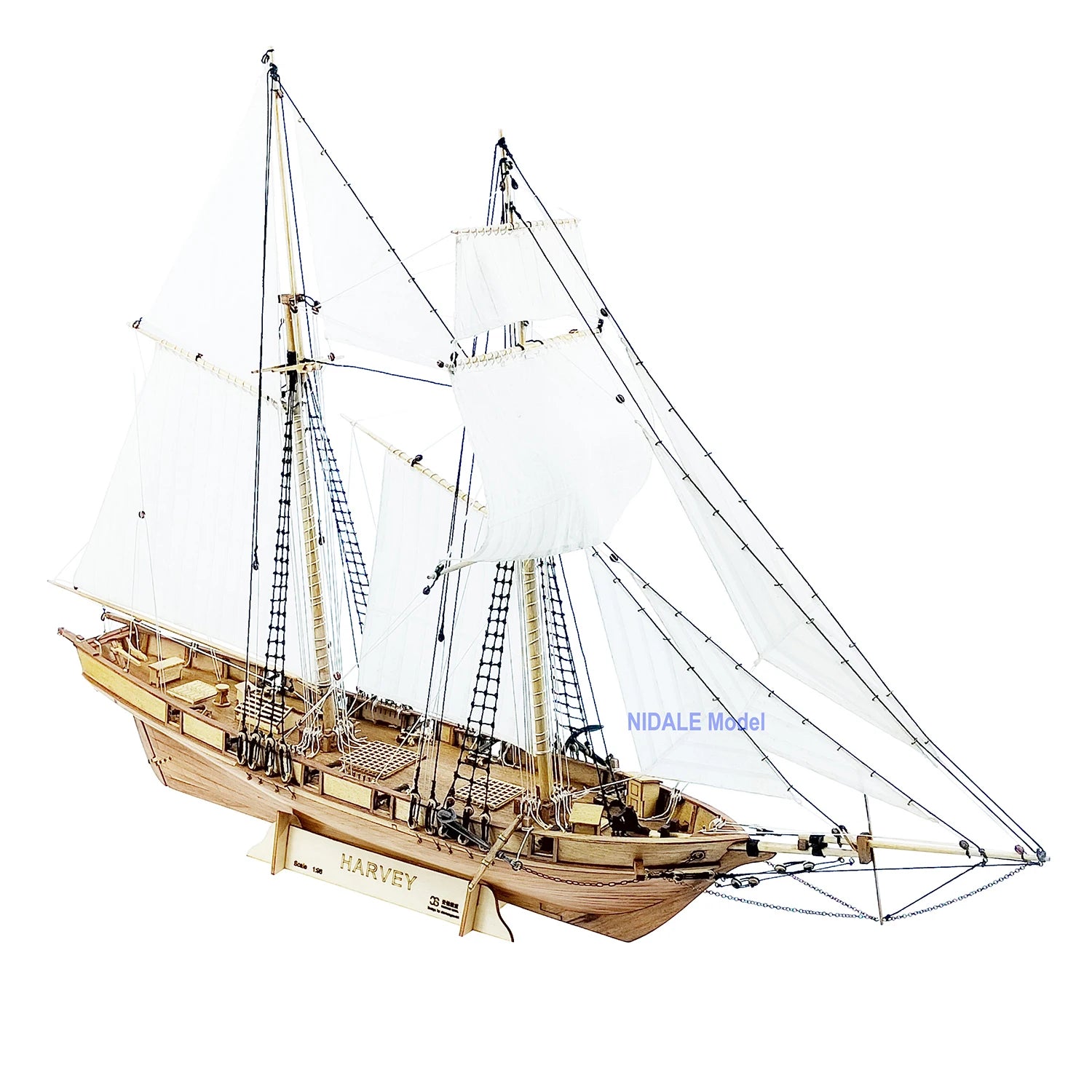 1:96 Scale Harvey 1847 Wooden Sailboat Model Kit
