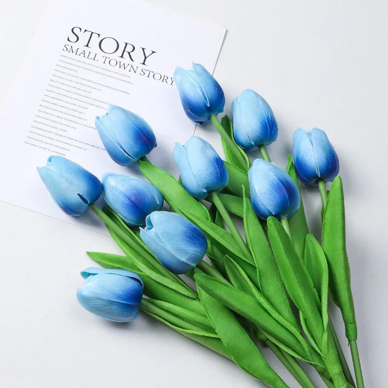 Silicone Artificial Tulip Bouquet – Realistic Floral Stems for Home & Wedding Decor