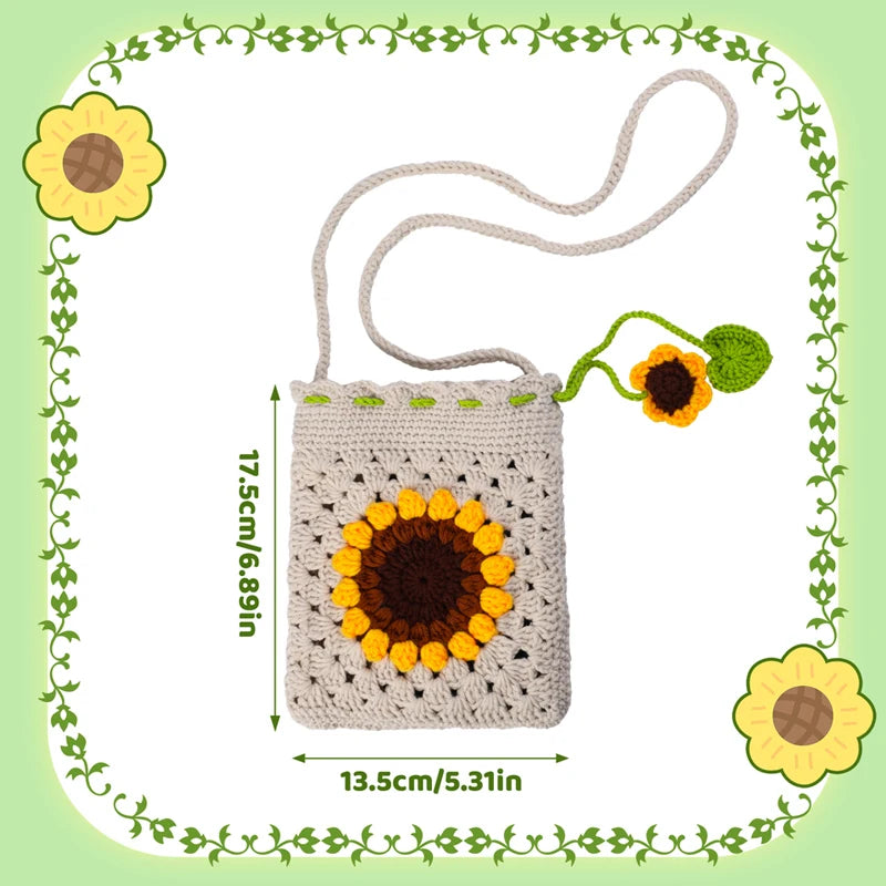 Complete Beginner Crochet Kit for Sunflower Bag for Adults with Video Tutorials