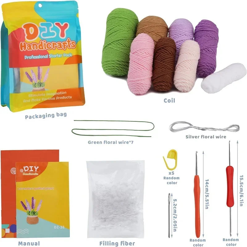 BUDDUR Beginner Crochet Kit of Flowers with Cotton Yarn and Instructions