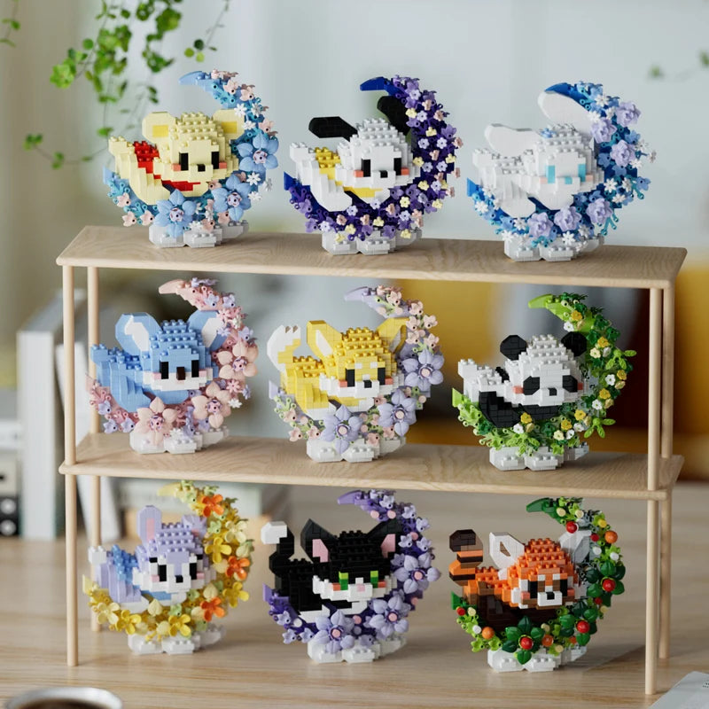 Mini Animal Building Block Models – Dog, Cat, Panda, Raccoon
