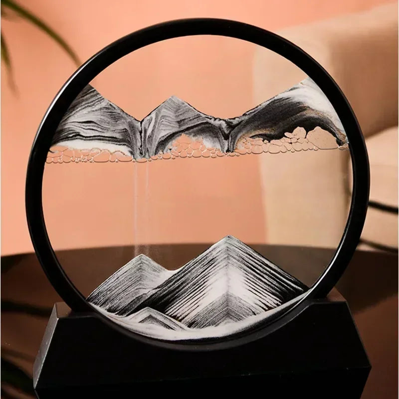 3D Moving Sand Art – Round Glass Deep Sea Quicksand Decor