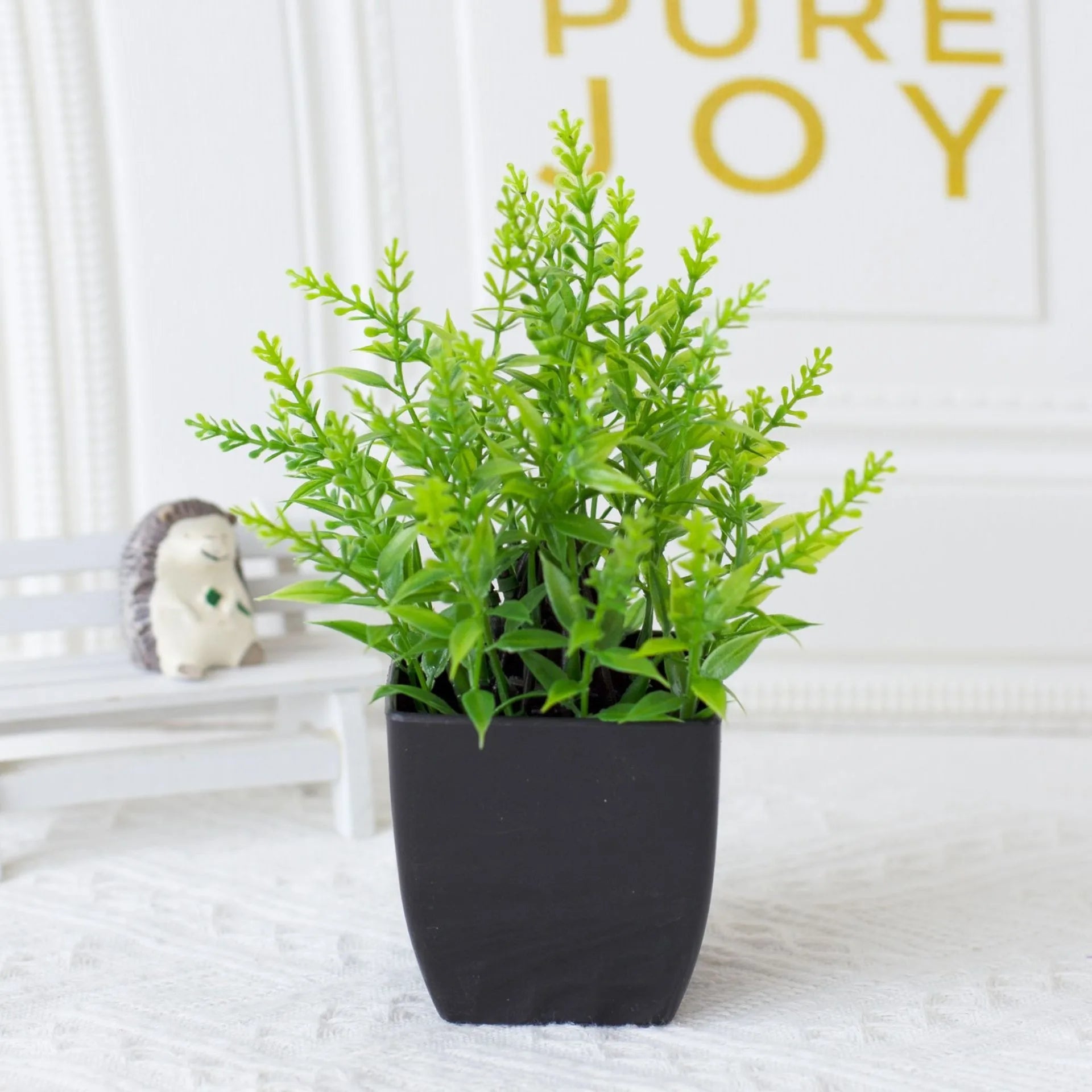 Mini Potted Artificial Eucalyptus Plant with Black Pot