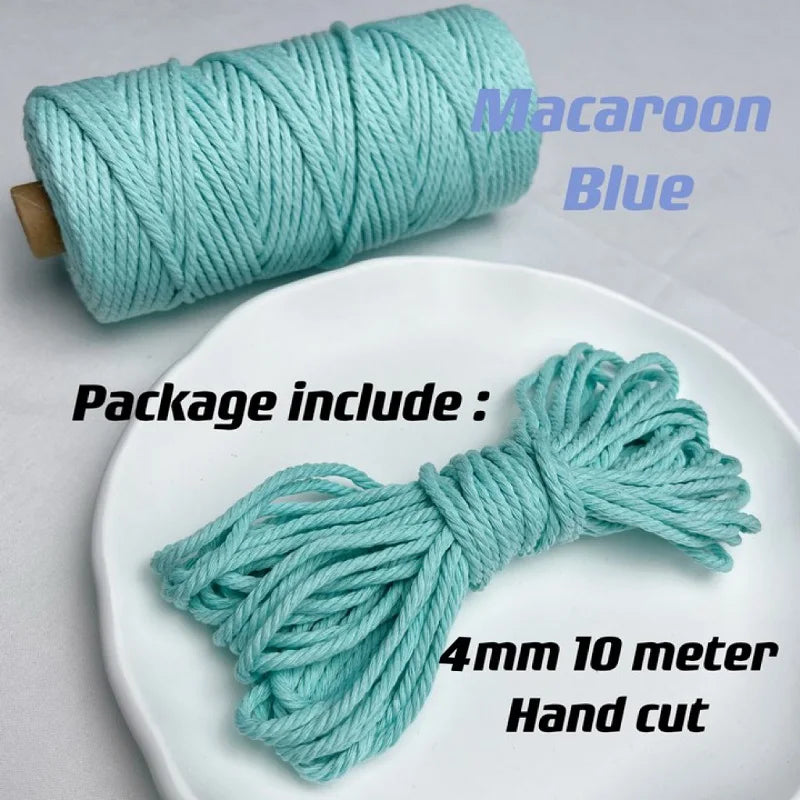 10m 4mm Braided Cotton Macrame Rope – Natural DIY Craft Cord