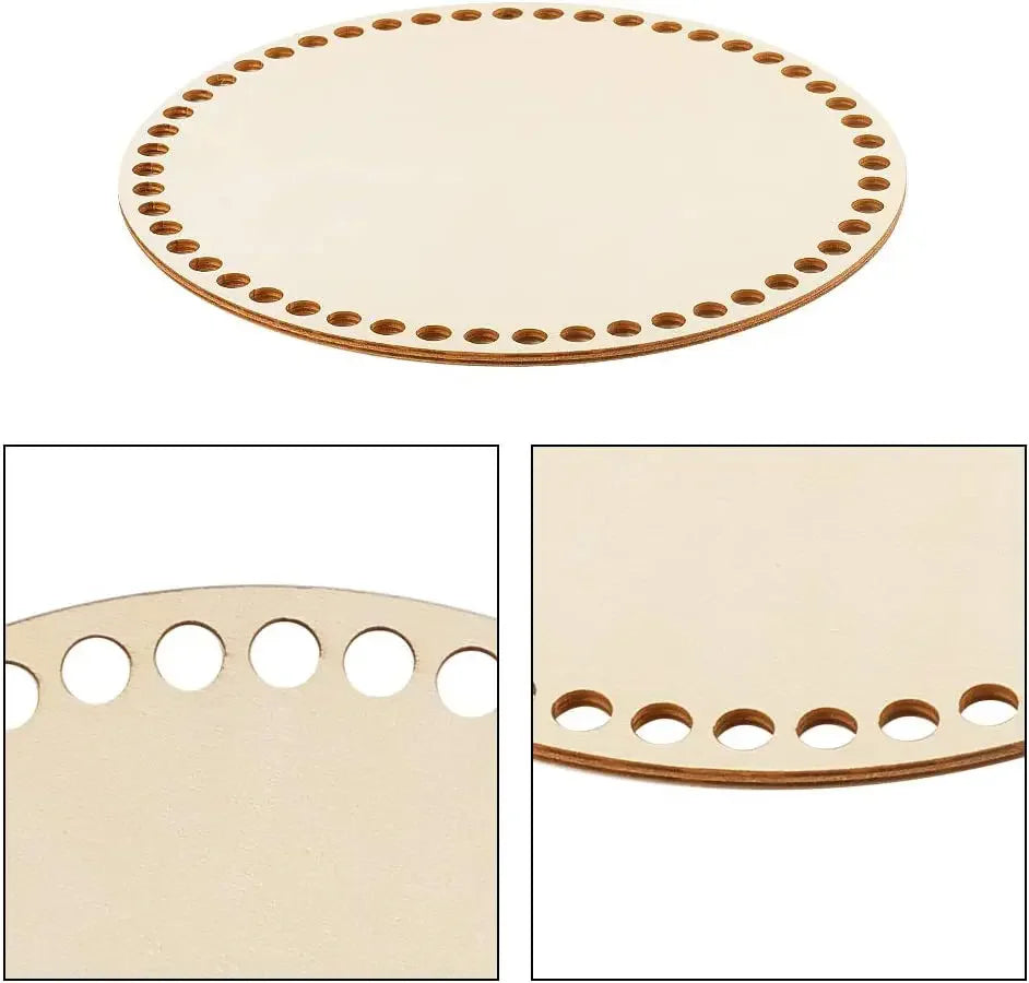 2Pcs Wooden Basket Bottoms for Crochet and Weaving Crafts