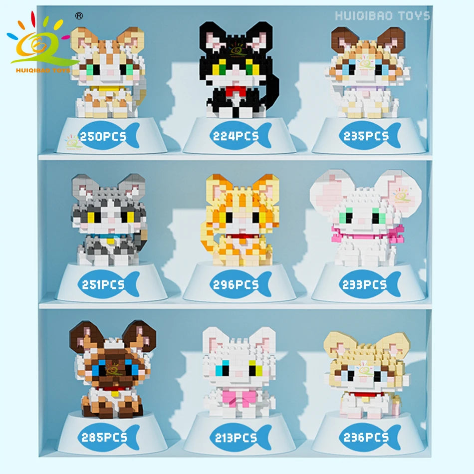 HUIQIBAO Mini Pet Micro Building Blocks – Dog & Cat Models