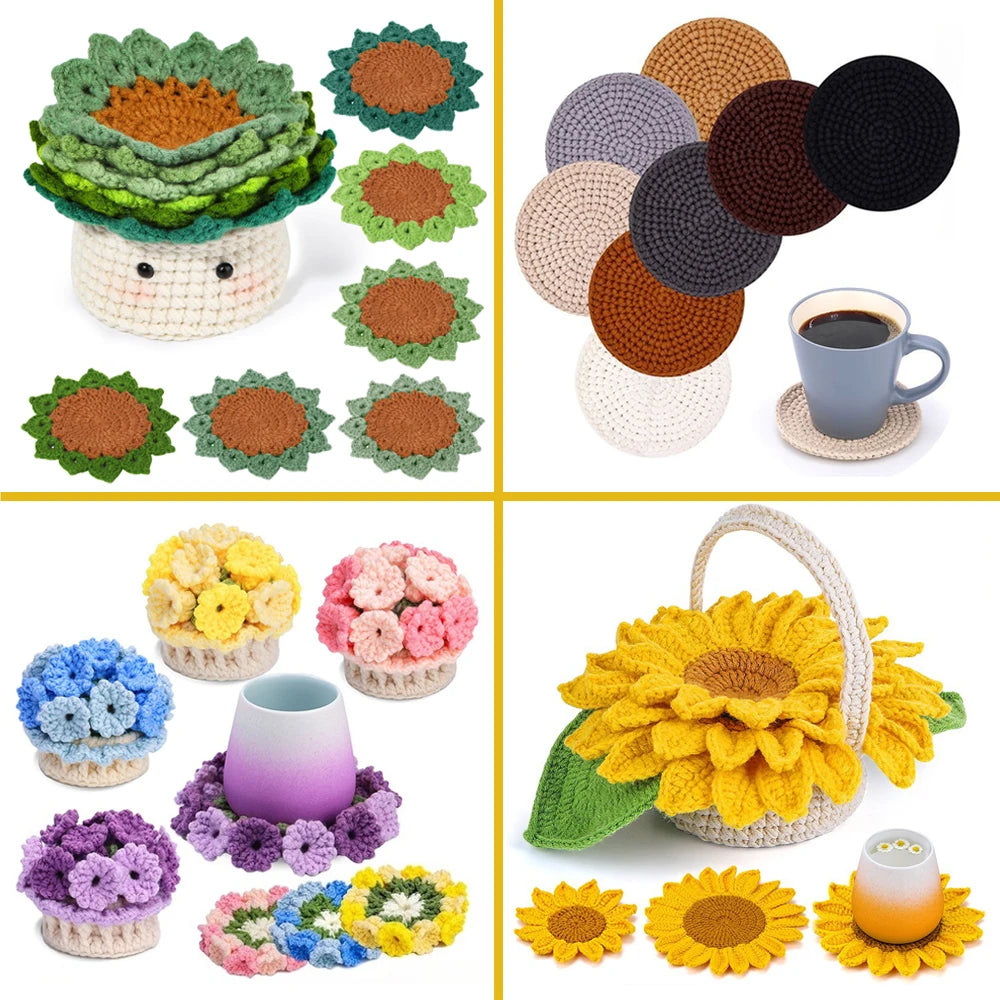 Hand-Knitted Crochet Kit for Coaster & Cap Mats