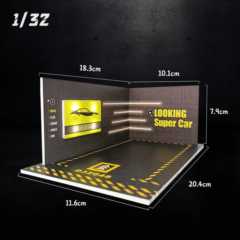 1/32 Scale Car Garage Diorama with LED Lights