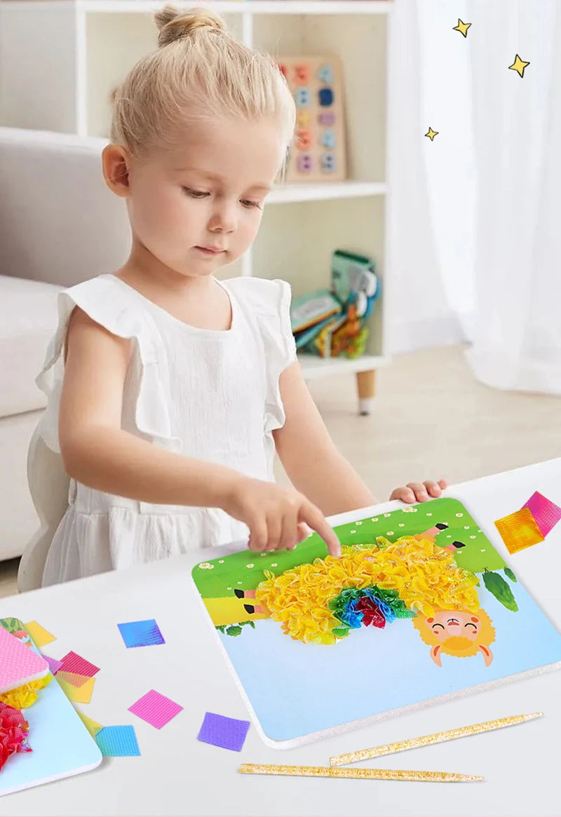 DIY Puzzle Puncture Painting Card Set for Kids