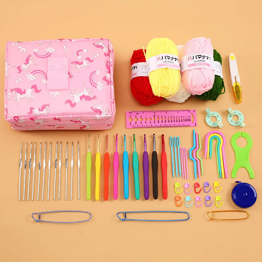 Gradient Cotton Yarn & 59pcs Crochet Hook Kit – DIY Beginner Knitting Set
