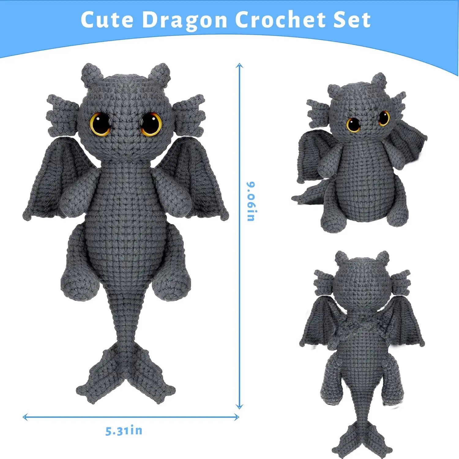 Beginner Crochet Dragon Kit with Video Tutorials