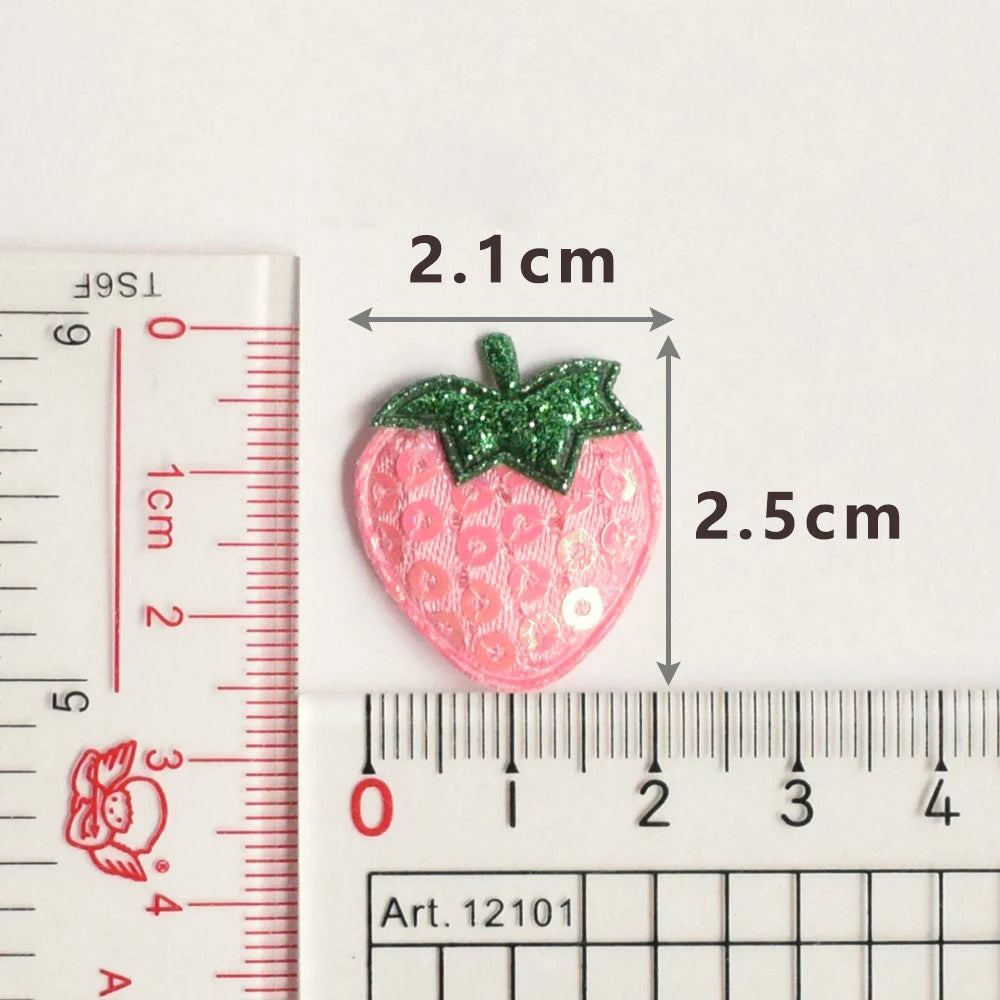 20pcs Sequin Strawberry Patches Sew-On Appliques