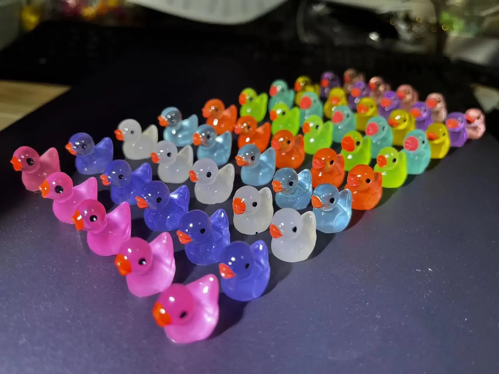 50pcs Luminous Mini Duck Figurines for Fairy Garden Decor