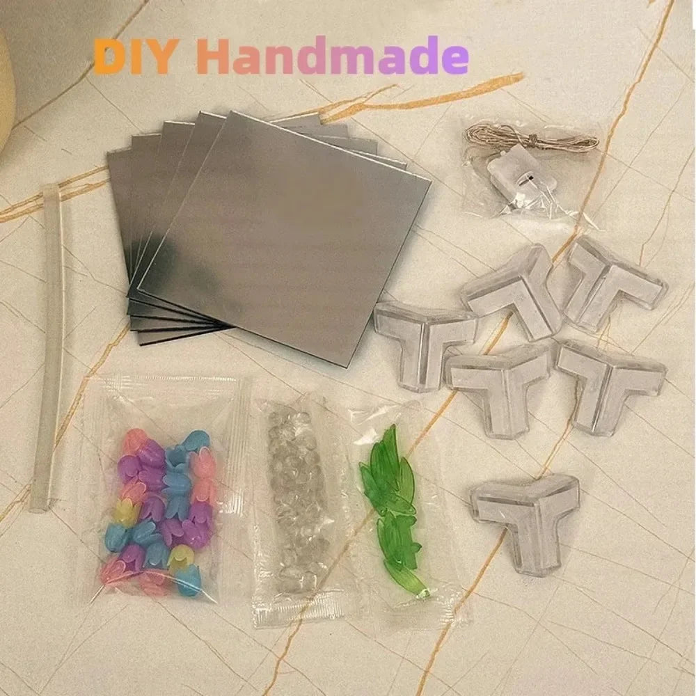 DIY Tulip Mirror Cube Lamp – Handmade Flower Night Light for Bedroom