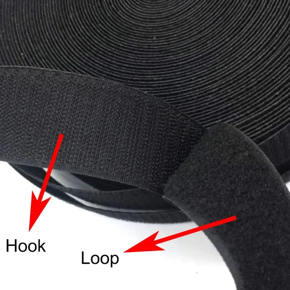 5M Sew-On Hook & Loop Fastener Tape – Black Nylon Strip