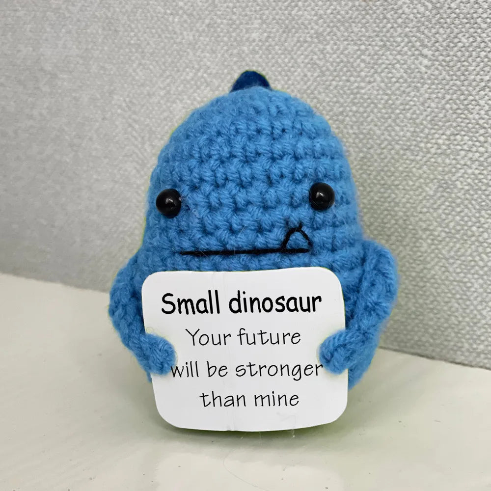 Crochet Positive Energy Shark – Handmade Ornament with Affirmation Card