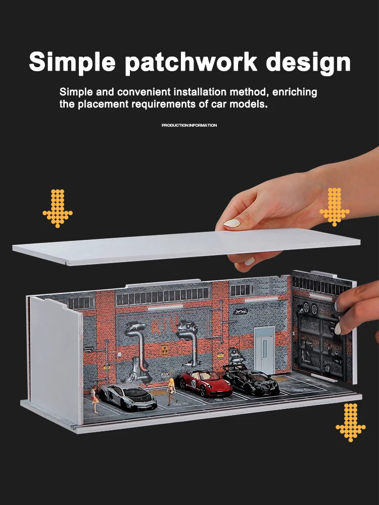 1/64 Scale Garage Model Scene with Lights – Diorama Decoration1/64 Scale Garage Model Scene with Lights – Diorama Decoration