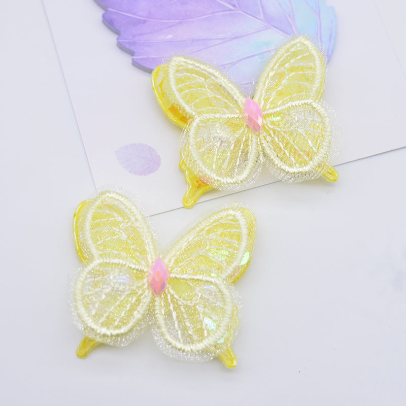 10pcs Sequin Mesh Double Butterfly Appliques for DIY