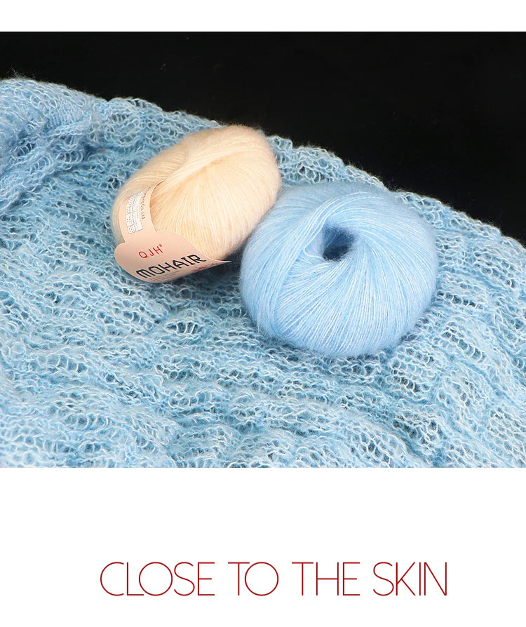 6pcs Soft Mohair Angora Yarn – Fluffy Lace Yarn for Knitting & Crochet (25g/pc)